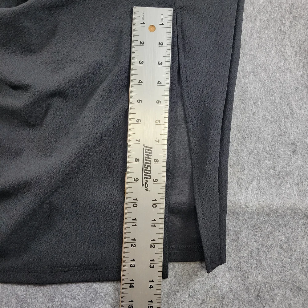 Shein Curve Ruched Split Thigh Gold Button Black Pencil Skirt Womens Size 0XL